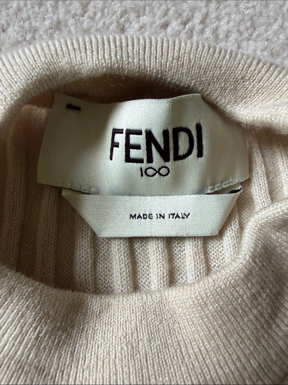 Fendi Cream Ribbed Knit Pullover - Picture 3 of 5